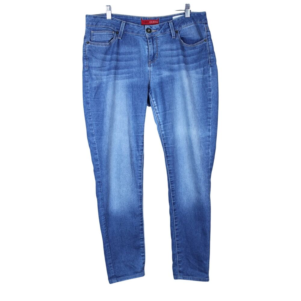 Guess Blue Mid Rise Curvy Fit Skinny Siena Lightweight Casual Comfy Denim Jeans